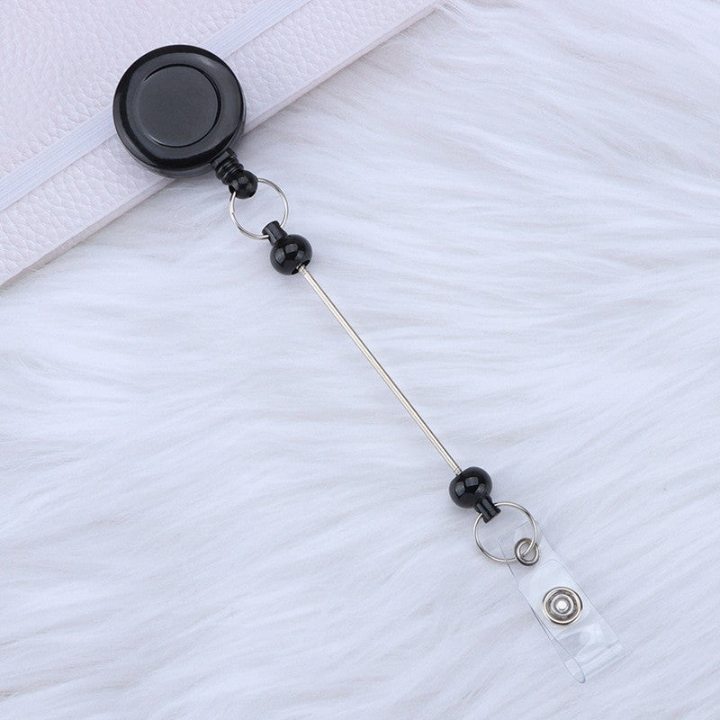 Wholesale Beadable Badge Reels Identification Easy To Pull Buckle DIY Beaded Plastic Keychain